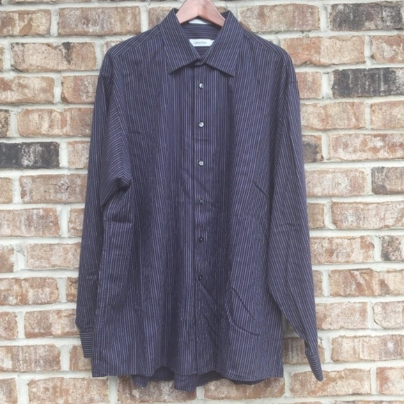 Calvin Klein Striped Button Down Shirt 18 34/35 - Picture 1 of 3